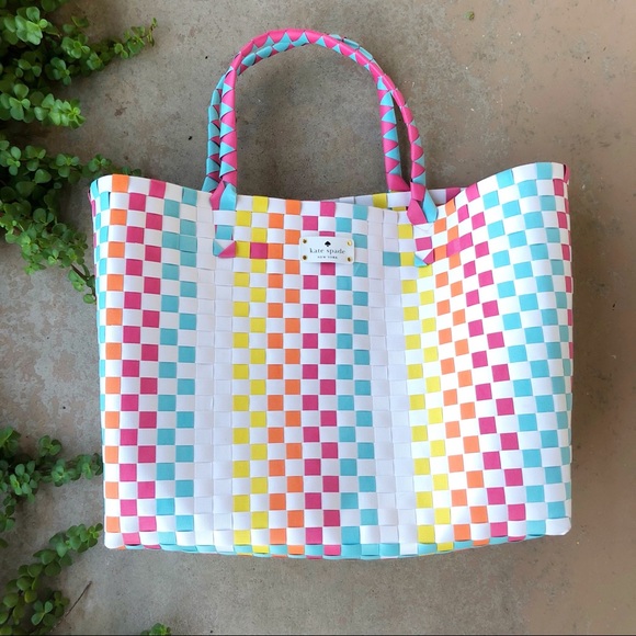 kate spade Handbags - Kate Spade Rainbow Basket Weave Tote Beach Bag